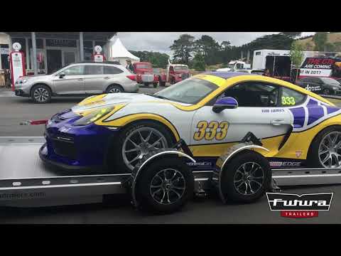 Easily load and unload your Porsche Cayman GT4 with a Futura Lowering Trailer