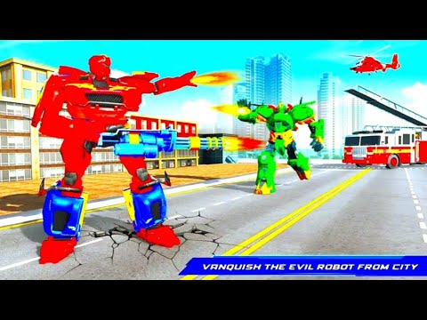 Firefighter Robot Destroys All the Bad Robots–Firefighter Robot Transforming Truck Gameplay#9