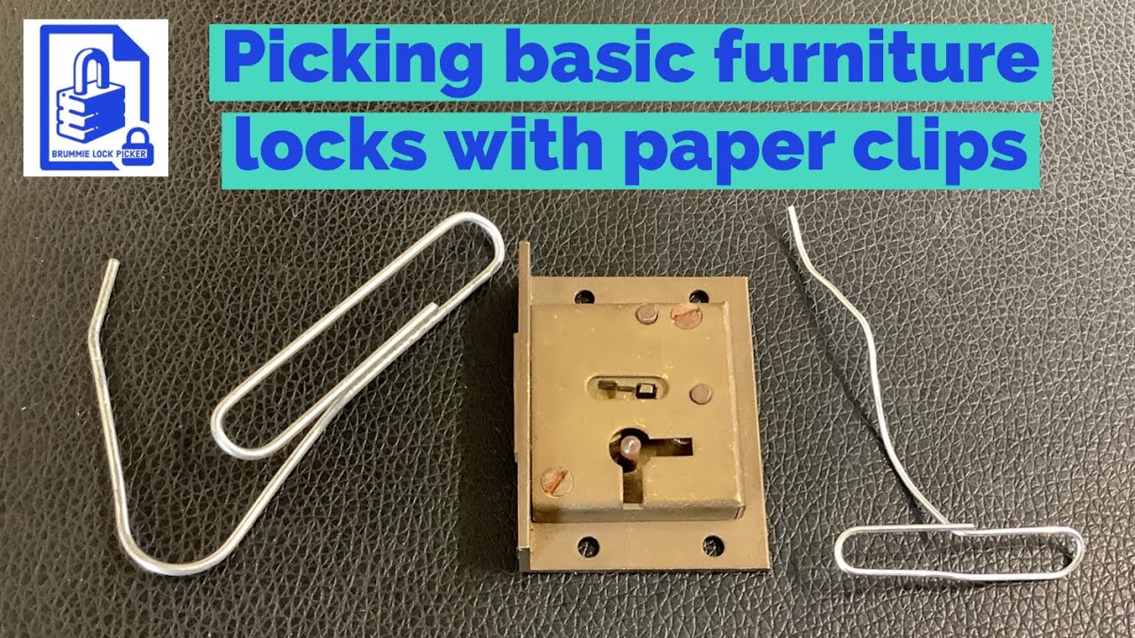 506. Demonstration how to pick open basic furniture cabinet wardrobe desk locks with 2 paper clips