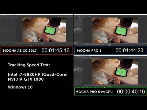 Mocha Pro 5 GPU Tracking Speed Comparison