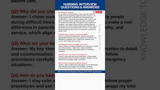 Nursing Interview Questions and Answers - Most Common