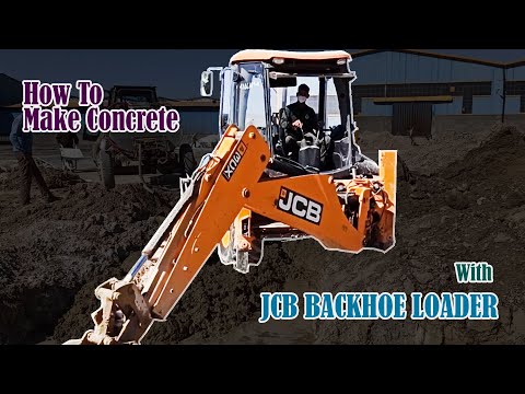 JCB Backhoe Loader - making concrete with backhoe (Water, Soil, Lime)