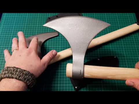 Comparison Cold Steel Viking hand axe and battle axe