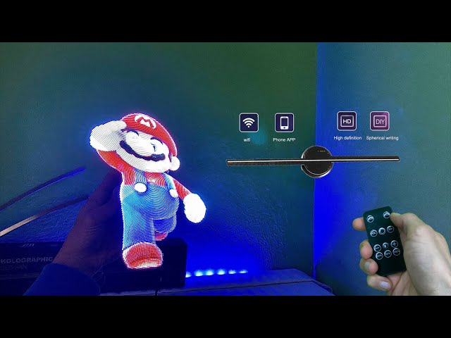 Vídeo relacionado con 3D Holograma Fan WiFi Projector, 3D Publicidad Máquina con 48 LEDs Control Remoto Altavoz Integrado Tarjeta de memoria para tiendas Lugares Oficinas Restaurantes
