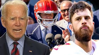 Harrison Butker comes FACE TO FACE with Biden after SLAMMING him as Chiefs visit the White House!