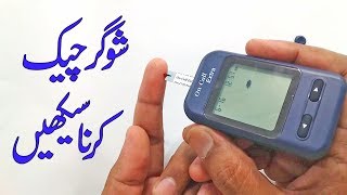 How to check blood glucose sugar level with glucometer at home Urdu Hindi