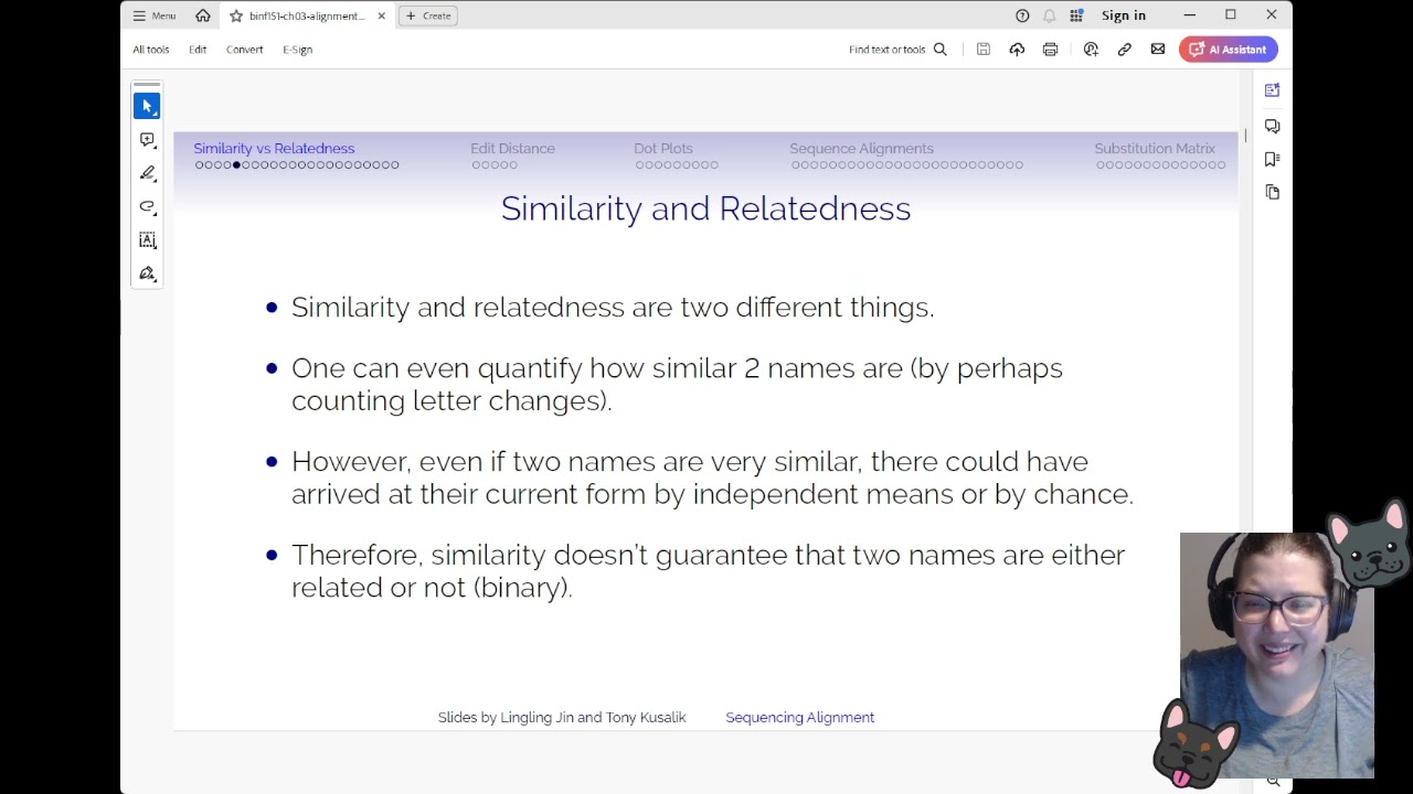 BINF 151 - Topic 3: Sequence Alignment - Part 1