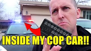 POLICE CAR TOUR - HOW TO WORK THE LIGHTS &amp; SIREN (TRAPPED INSIDE MY OWN CAR!!)