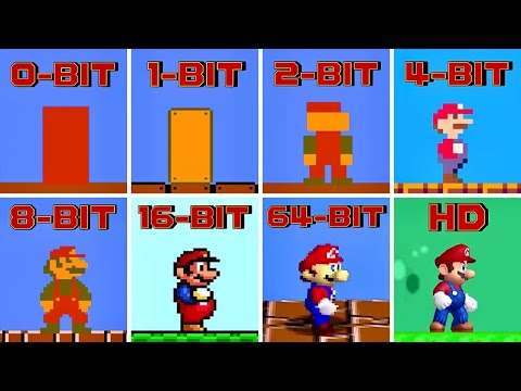 Super Mario Bros. 0-BIT vs 1-BIT vs 2-BIT vs 4-BIT vs 8-BIT vs 16-BIT vs 64-BIT vs HD