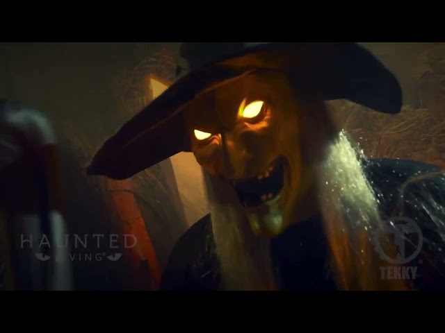 Vídeo relacionado con Animada de Halloween de pie, 180 cm, voladora Colgante animatrónica, Accesorios de con Ojos iluminados con activación de Sonido, decoración de Brujas Colgantes Animatronics para