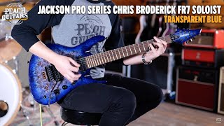 Video thumbnail for No Talking...Just Tones | Jackson Pro Series Chris Broderick Signature FR7 Soloist Transparent Blue by Peach Guitars