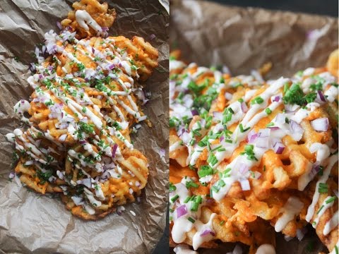 How To Make Cheesy Waffle Fries - By One Kichen Episode 721