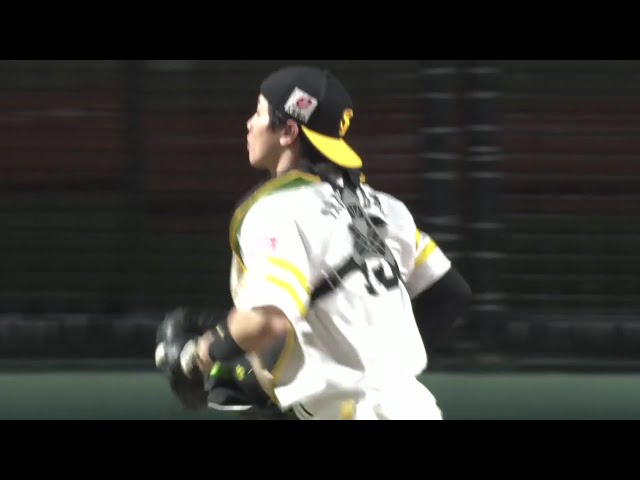 【ファーム】進塁は許さない!! ホークス・谷川原健太 盗塁を阻止し強肩をアピール!! 2025年6月6日 福岡ソフトバンクホークス 対 阪神タイガース