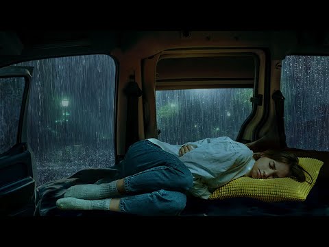 Deep Sleep with Rain Sounds on Camping Car Window - 99% Instantly Fall Asleep