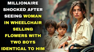 MILLIONAIRE SHOCKED AFTER SEEING WOMAN IN WHEELCHAIR SELLING FLOWERS WITH TWO BOYS IDENTICAL TO HIM😲