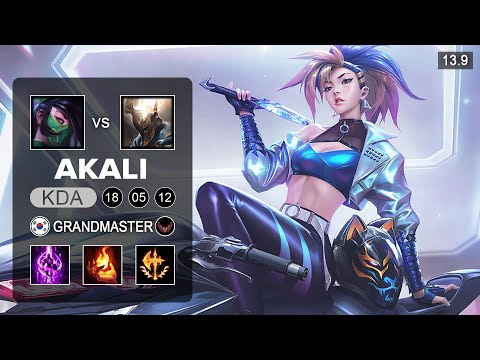 Akali vs Pantheon Mid - KR Grandmaster - Patch 13.9 Season 13