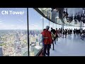 Toronto CN TOWER Inside Walk Around Viewing Deck Glass Floor And CN Tower Restaurant