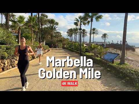 MARBELLA 🌴 Golden Mile Promenade Walk 🇪🇸 4K