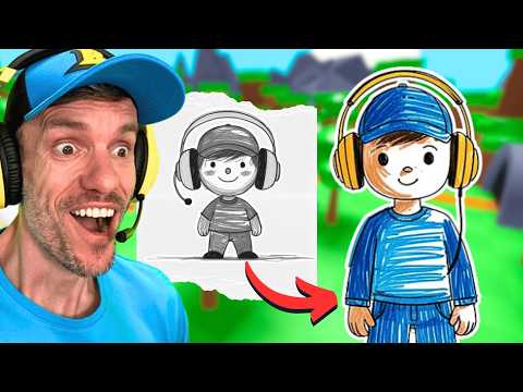 DESENHEI UM PERSONAGEM E JOGUEI COM ELE NO ROBLOX ✏️😵