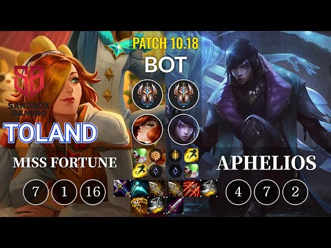 SB TolanD Miss Fortune vs Aphelios Bot - KR Patch 10.18