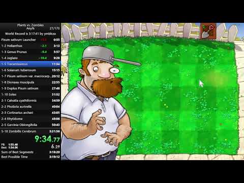 Plants vs. Zombies Any% speedrun in 3:29:42