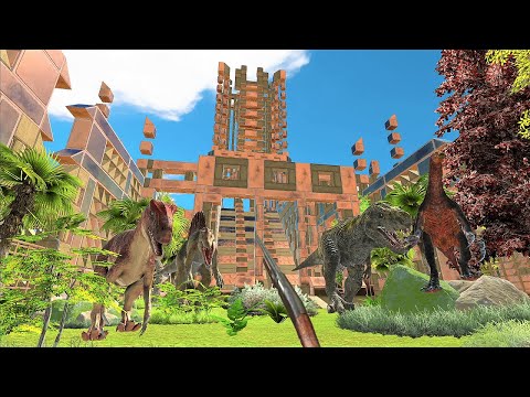 Battle at ancient ruins where dinosaurs roam! | Animal Revolt Battle Simulator