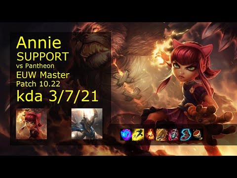 Annie Support & Ashe vs Pantheon & Jhin - EUW Master 3/7/21 Patch 10.22 Gameplay