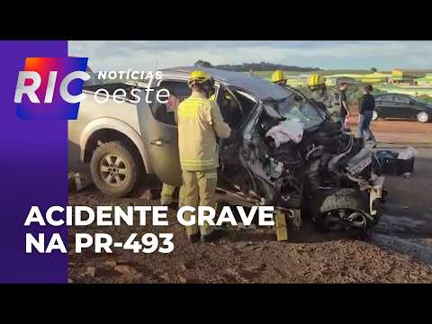 Acidente grave envolve caminhonete e ônibus na PR-493, entre Pato Branco e Itapejara