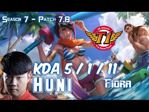 SKT T1 Huni FIORA vs FIZZ Top - Patch 7.8 KR Ranked