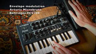 Video thumbnail for Arturia Microbrute Behringer FCV100 envelope modulation by Chip Phonic