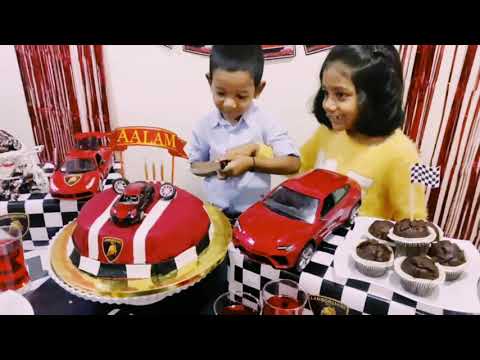 Aalam's 3rd birthday celebration with Lamborghini cake and Lamborghini car, super cars