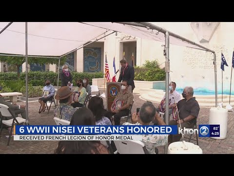 French Legion of Honor medal presented to 6 WW II Nisei veterans of the 442nd Regimental Combat Team