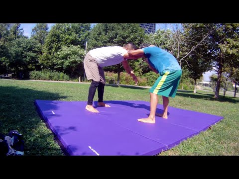 BalanceFrom All Purpose 4'x10'x2" Extra Thick High Density Anti Tear Gymnastics Gym Folding Exercise Aerobics Mats (Blue) video review thumbnail