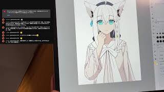 白上フブキさんのファンアートを描く4【イラスト作業配信】