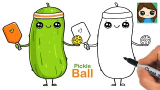 How to Draw Pickle Ball 🥒 Cute Pun Art