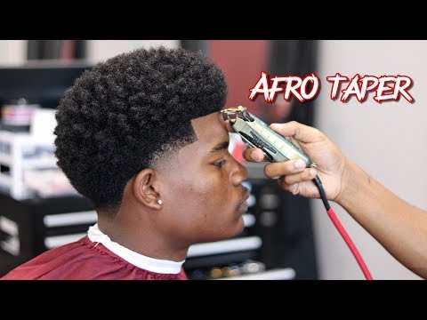 BARBER TUTORIAL:  AFRO TAPER | CURL SPONGE WITH SIDE PART