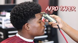 BARBER TUTORIAL: AFRO TAPER | CURL SPONGE WITH SIDE PART