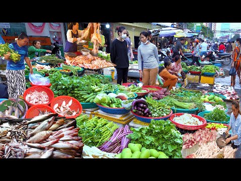 Cambodian Fresh Morning Market-  Food, People's Lifestyle, &  Skills @ The Market