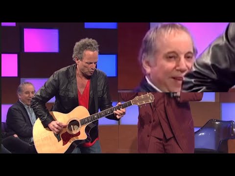 Paul Simon digging to Lindsey Buckingham playing guitar on SNL skit "What's Up With That?"