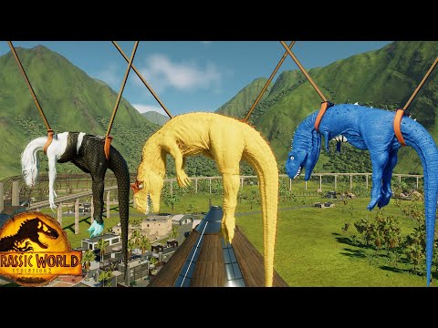 Jurassic World Evolution 2 T-Rex Colors Pack vs Indoraptor vs Allosaurus Dinosaurs Fight