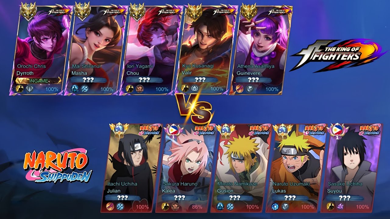 NARUTO VS KING OF FIGHTER SQUAD!! THE BATTLE OF THE ANIME COLLAB SKIN!🔥 (WHO WILL WIN?) - MLBB