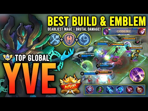 DEADLIEST MAGE!! YVE BEST BUILD & EMBLEM 2023 | TOP GLOBAL YVE GAMEPLAY - MOBILE LEGENDS