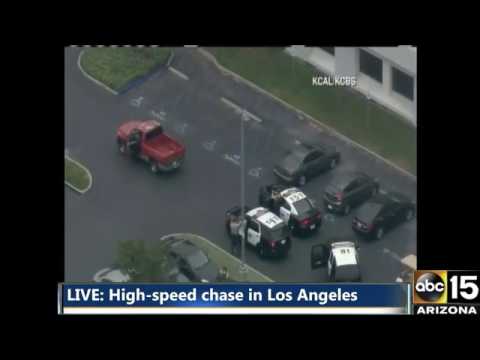 POLICE PURSUIT: A truck is leading police on a chase in LA.