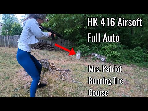 HK 416 Airsoft Full Auto // Mrs. Patriot Running The Course