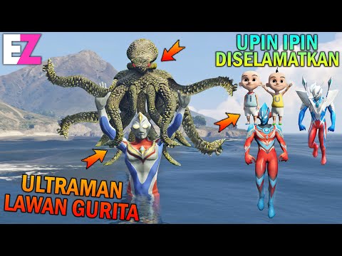 UPIN IPIN DISELAMATKAN ULTRAMAN, PERANG LAWAN MONSTER GURITA RAKSASA - GTA 5 BOCIL SULTAN