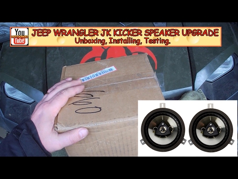 JEEP WRANGLER KICKER SPEAKER UPGRADE, unboxing, install,  test, review.