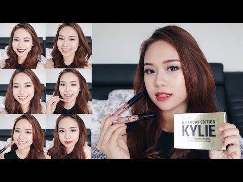 KYLIE Lip Kit Swatches on Asian Skin & Review | Birthday Edition | Bahasa Indonesia with Eng Sub