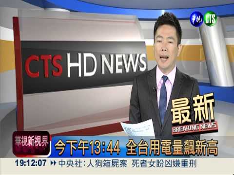 今下午13:44 全台用電量飆新高