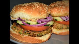 Falafel Burger Recipe - Falafel Burgers With Tahini Sauce - Garbanzo Beans/Chickpeas