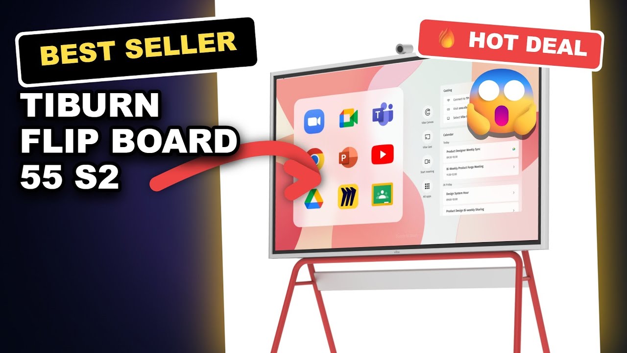 TIBURN Flip Board 55 S2 Smart Board Review: 4K UHD, Rotatable, and Auto Framing Camera!
